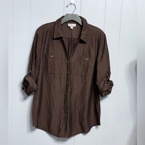 #14)  Brown Button Down Shirt